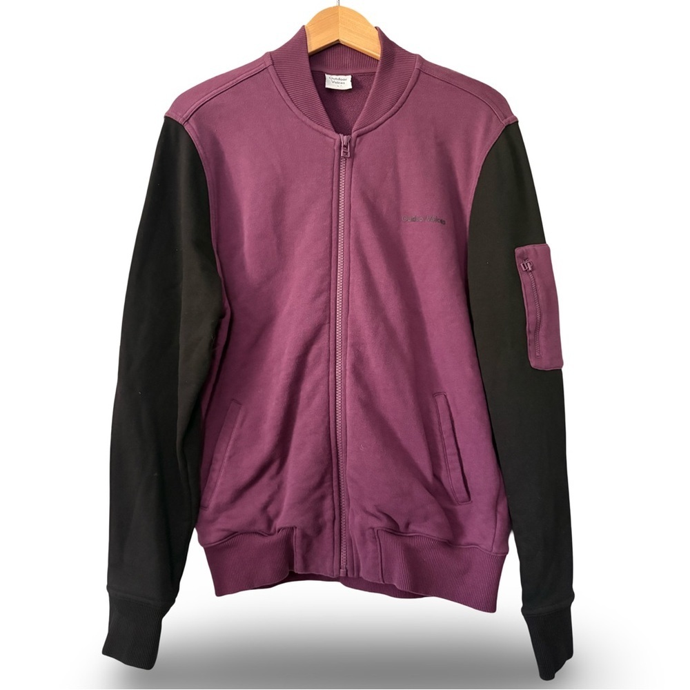 Outdoor Voices Pickup Bomber Cotton Terry Jacket Purple Size Small Athleisure